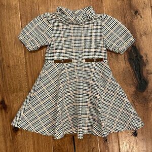 Janie and Jack Plaid Dress - Black and Cream